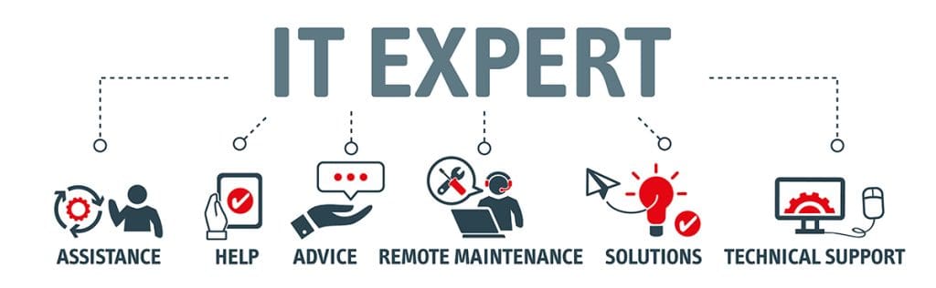 An IT expert banner with different tasks associated with it.