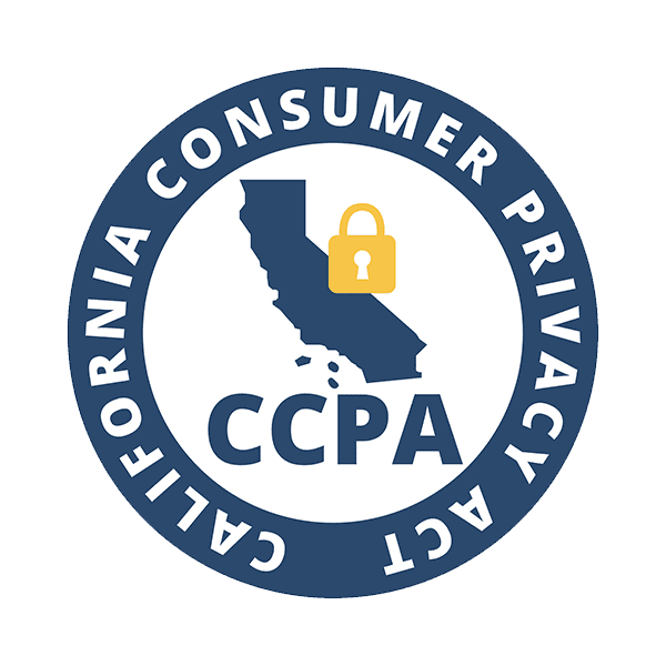 A CCPA shield with an image of the state of California inside of it.